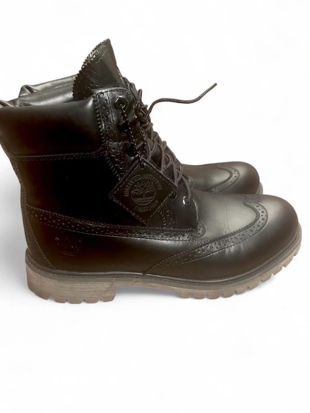 Timberland Premium Brogue Wingtip Boots Black Leather Men's Size 10 A16XJ